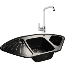 Комплект Мойка GranFest Corner C-1040 E черная + Смеситель MEGA Ege MG-PL10 хром