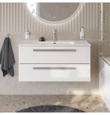 Тумба с раковиной Cezares Eco Cer-N 100 bianco opaco, раковина Duet 100, ручки серые