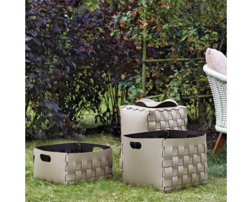 ADJ Корзинка Bottega 35x35x20см., натуральная кожа, цвет: белый/панна котта. 1045.10/16 ADJ Корзинка Bottega 35x35x20см., натуральная кожа, цвет: белый/панна котта. 1045.10/16