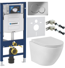 Комплект Унитаз подвесной BelBagno Sfera-r + Крышка BB870SC с микролифтом + Инсталляция Geberit Duofix UP 320 111.300.00.5 + Кнопка Sigma 01 115.770.21.5 хром + Крепления 111.815.00.1 к стене + Шумоизоляция