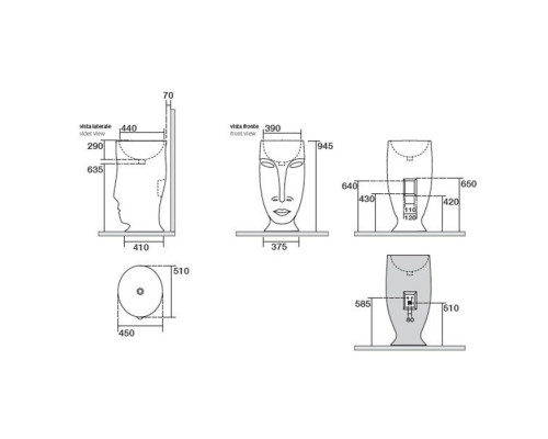 Kerasan Artwork Раковина 45х51х h94.5см., свободностоящая MOLOCO, с отверстием для слива в пол, цвет: белый матовый. 474030,  756830