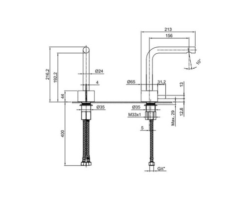 Fantini AF/21 Смеситель для раковины, 1 отв., излив: 155 мм, цвет: Matt Gun Metal PVD. 27 P5 A504WF
