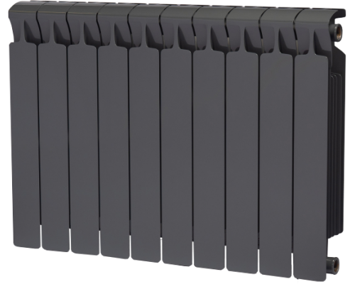Радиатор биметаллический Rifar Monolit 500 10 секций, нижнее правое подключение, титан