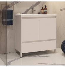 Тумба с раковиной Velvex Klaufs 80.2D.1Y белая, напольная