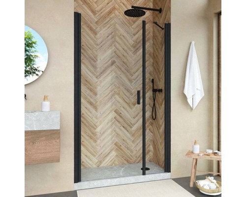 Душевая дверь в нишу Vegas Glass EP-F-2 Novo 160 02М 01 L профиль черный матовый, стекло прозрачное