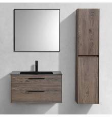 Мебель для ванной комнаты Vincea Chiara 2D 80, 2 ящика, темный дуб, с черной раковиной