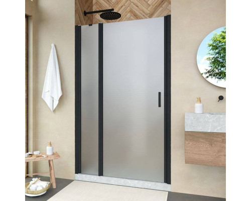 Душевая дверь в нишу Vegas Glass EP-F-1 Novo 115 02М 10 L профиль черный матовый, стекло сатин