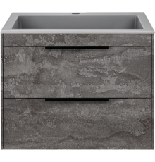 Тумба с раковиной Vincea Chiara 2D 60, 2 ящика, камень, с серой раковиной