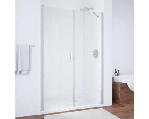 Душевая дверь в нишу Vegas Glass EP-F-2 130 07 01 L профиль матовый хром, стекло прозрачное