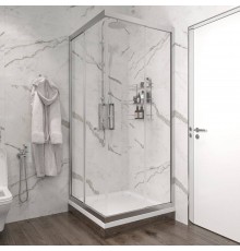 Душевой уголок STWORKI Дублин 90x90 см профиль хром матовый, прозрачное стекло, с поддоном