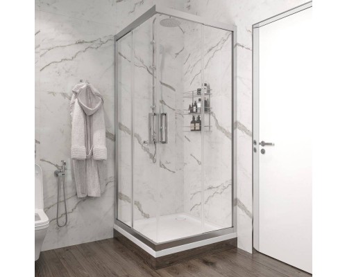Душевой уголок STWORKI Дублин 90x90 см профиль хром матовый, прозрачное стекло, с поддоном