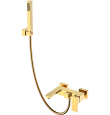 Смеситель для ванны с душем Boheme Qubic 473-G shinny gold