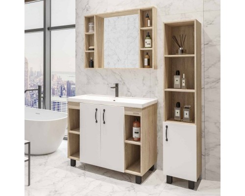 Мебель для ванной комнаты Grossman Флай 100 дуб сонома, белая