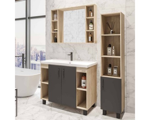 Мебель для ванной комнаты Grossman Флай 100 дуб сонома, серая