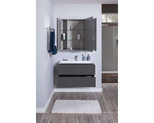 Зеркальный шкаф Aquanet Алвита 90 серый антрацит