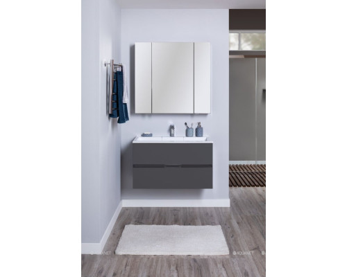 Зеркальный шкаф Aquanet Алвита 90 серый антрацит