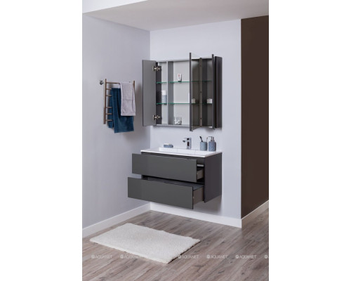 Зеркальный шкаф Aquanet Алвита 90 серый антрацит