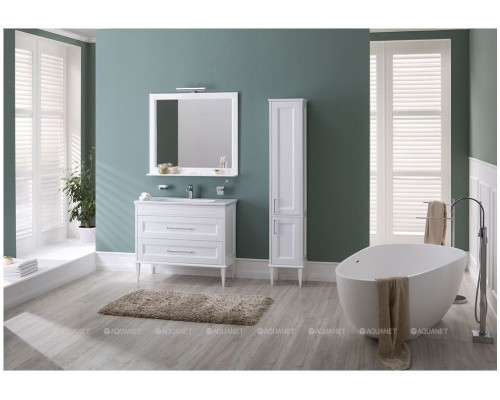 Пенал Aquanet Бостон 36 L белый матовый (ручки золото)