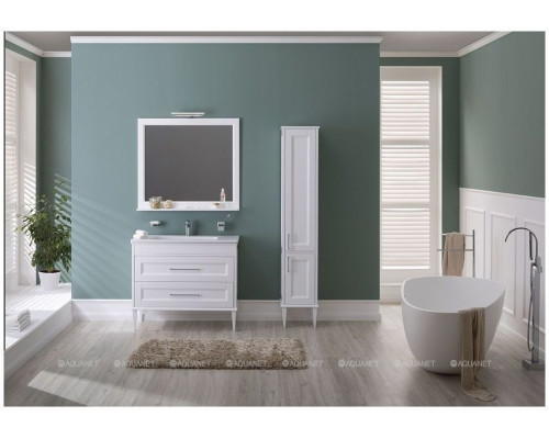 Пенал Aquanet Бостон 36 L белый матовый (ручки золото)