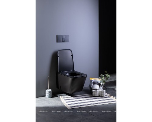 Унитаз подвесной Aquanet Rimless Tavr-W BL-103N-WHT black черный матовый