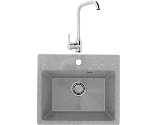 Комплект Мойка кухонная Practik PR-M 490-003 светло-серая + Смеситель MEGA Ege MG-PL10 хром