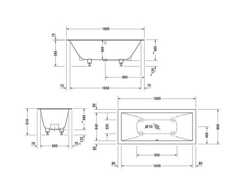 Duravit Vitrium Ванна встраиваемая 180x80cм, с ножками, с2 наклонами для спины, прямоугольная, цвет: аквамарин матовый. 700426HA Duravit Vitrium Ванна встраиваемая 180x80cм, с ножками, с2 наклонами для спины, прямоугольная, цвет: аквамарин матовый. 700426HA