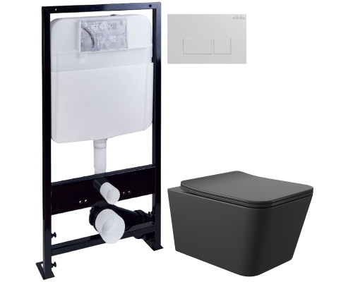 Комплект Унитаз подвесной Aqueduto Macio MAC0140 безободковый, с микролифтом, черный матовый + Инсталляция EWRIKA ProLT 0026-2020 + Кнопка 0042 белая Комплект Унитаз подвесной Aqueduto Macio MAC0140 безободковый, с микролифтом, черный матовый + Инсталляция EWRIKA ProLT 0026-2020 + Кнопка 0042 белая