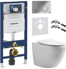 Комплект 5 в 1 Унитаз подвесной STWORKI Кронборг KR-01up безободковый, с микролифтом, встроенный, фарфор, с горизонтальным выпуском + Крепления Geberit Duofix 111.815.00.1 к стене + Звукоизоляция 156.050.00.1 + Инсталляция UP 320 111.300.00.5 (111.950.00.