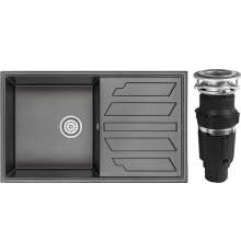 Комплект Мойка кухонная Granula 8601, черный + Измельчитель Bone Crusher BC 610-AS