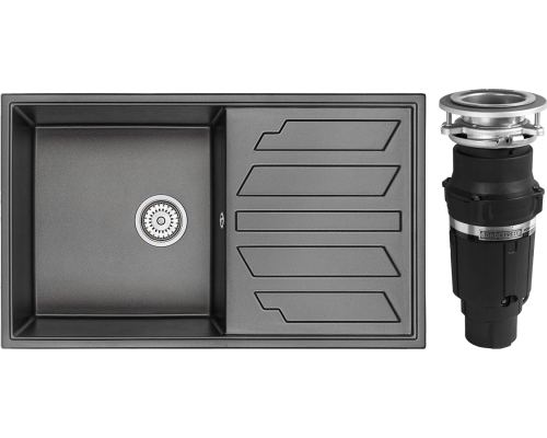 Комплект Мойка кухонная Granula 8601, черный + Измельчитель Bone Crusher BC 610-AS