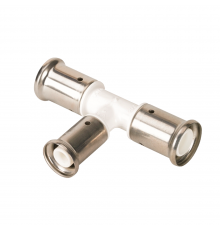 Тройник переходной уменьшенный в центре, ПВДФ пресс (белый), 32x26x32, HENCO 10PKW-322632