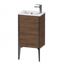 Duravit XViu Тумба напольная, 41x29x59.4см, с раковиной, 1 дверь, (петли слева), цвет: walnut dark/черный матовый. 0723430000,  XV971500000,  XV4480LB221