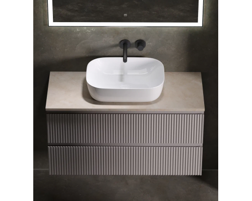 Тумба с раковиной Sancos Snob R 100 см, doha soft, столешница бежевая, раковина CN6008