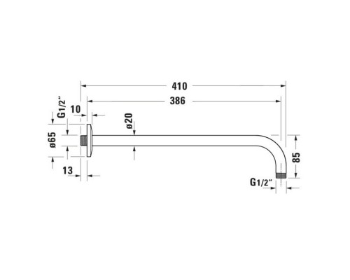 Duravit Shower Кронштейн для верхнего душа 41см., настенный, цвет: чёрный матовый. UV0670028046
