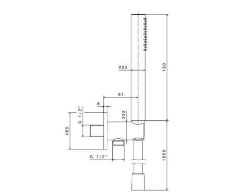 Newform X-STEEL 316 Ручной душ, кронштейн-уголок 1/2, шланг: 150 см, цвет: PVD Brushed gun metal. 69645X.59.064