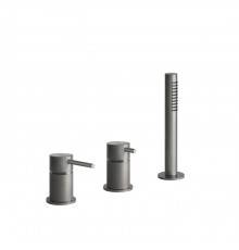 Gessi Bath316 Смеситель для ванны на 3 отверстия, убирающаяся душевая лейка. цвет: шлифованная сталь. 54043#239