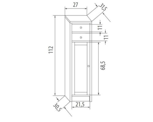 EBAN Giada Тумба правая DX 27x31xh112см, напольная, цвет: noce. FKMGD---DN noce*3