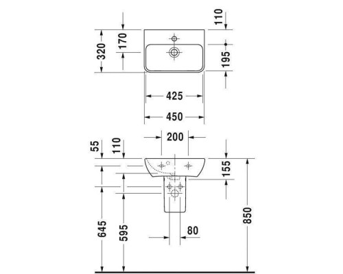 Duravit ME by Starck Раковина 45x32 см, 1 отв., цвет: белый. 0719450000