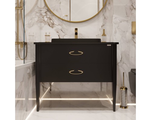 Тумба с раковиной STWORKI Luna, 100 black matt