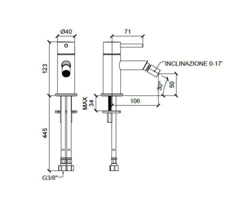 Almar Смеситель для биде, на 1 отв., цвет: хром. E214003.CR
