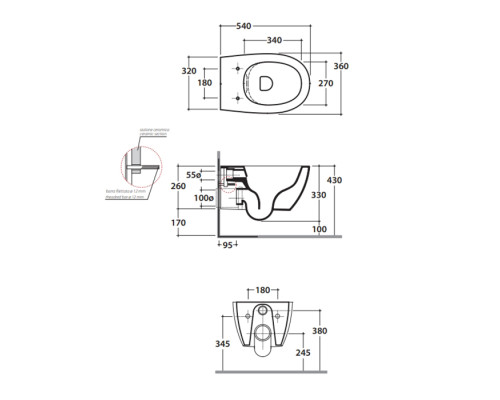 Globo 4all Комплект унитаз подвесной 36х54см., с сиденьем, цвет: белый. MDS03KBI