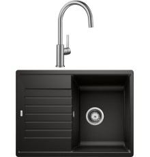Комплект Мойка кухонная Blanco Zia 45 S Compact 526009 черная + Смеситель Candor 523120