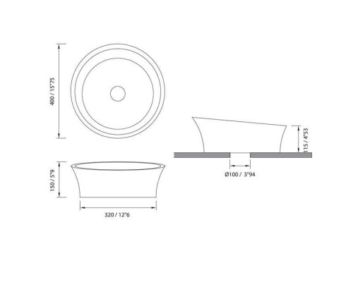 MOMA Evoque Раковина Oslash;40см., накладная, с донным клапаном, цвет: белый матовый. EVQ0116.MWS