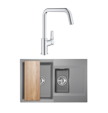 Комплект Мойка Granula Estetica 7808, алюминиум + Смеситель Grohe Eurosmart 30567000