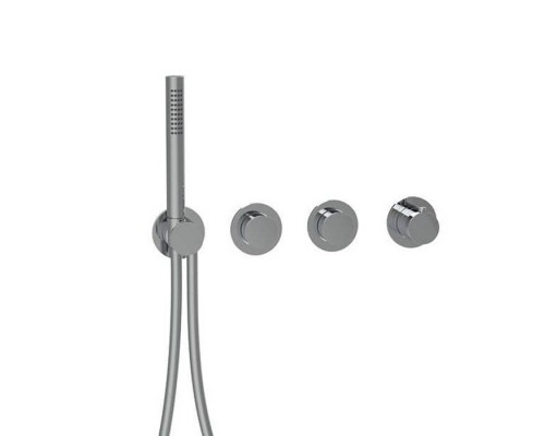 Almar Modular PUSH Смеситель для душа, встраиваемый, термостатический, на 2 потребителя с модулем ручного душа, цвет: оружейный металл брашированный PVD. E180433.GM