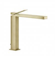 GESSI RETTANGOLO K Смеситель для раковины высокий на 1 отверстие, однорычажный, с донным клапаном, цвет: Brushed Brass PVD. 53003#727