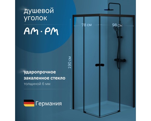 Душевой уголок AM.PM X-Joy W94G-403-10080-BТ 100х80 см, профиль черный матовый