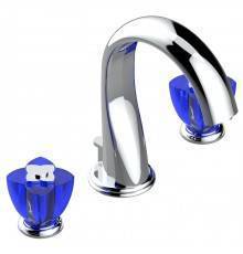 THG Pуtale de cristal bleu Смеситель для раковины, 3 отв., цвет: хром/синий хрусталь. U6B-A02-151