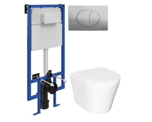 Комплект Унитаз подвесной Ceramicanova Forma CN3011 с микролифтом + Инсталляция STWORKI + Кнопка 230823 хром матовый Комплект Унитаз подвесной Ceramicanova Forma CN3011 с микролифтом + Инсталляция STWORKI + Кнопка 230823 хром матовый