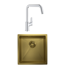 Комплект Мойка Granula 4445U, золото сатин + Смеситель Grohe Eurosmart